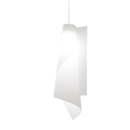 [VELA/S/70/W] Sospensione Bianco in Metallo Cromato Cm. 27 x 68h