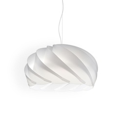 [H-GL/S/40/W] Sospensione Bianco in Metallo Cromato Cm. 42 x 26h