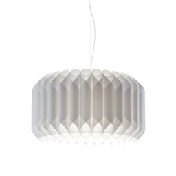 [LOU/S/50/W] Sospensione Bianco in Metallo Cromato Cm. 50 x 31h