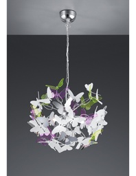 [TRIOR30214017] Sospensione Butterfly 4xG9 Cromo Farfalle Multicolor Ø50 cm Trio Lighting