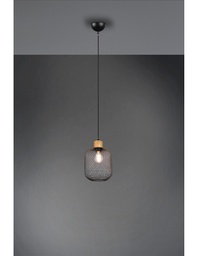 [TRIOR30561032] Sospensione Calimero 1xE27 Rete Metallo Nero Ø18 cm Trio Lighting