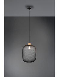[TRIOR30561932] Sospensione Calimero 1xE27 Rete Metallo Nero Ø33 cm Trio Lighting