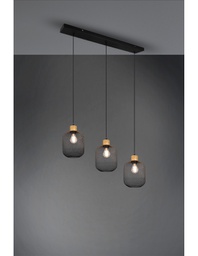 [TRIOR30563032] Sospensione Calimero 3xE27 Rete Metallo Nero L80 cm Trio Lighting