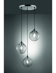 [TRIOR30073054] Sospensione Clooney 3 Sfere Vetro Fumé Ø35 cm Trio Lighting