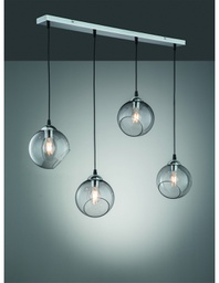 [TRIOR30074054] Sospensione Clooney 4 Sfere Vetro Fumé L90 cm Trio Lighting