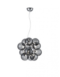 [TRIO307601206] Sospensione Cromo Grappolo 12 Bolle Vetro Fumé Alicia Trio Lighting
