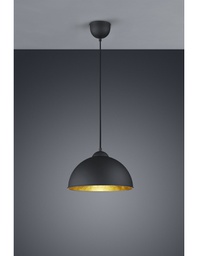 [TRIOR30121002] Sospensione Cupola Jimmy 1xE27 Nero E Oro Ø31 cm Trio Lighting