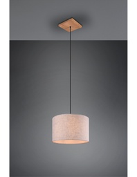 [TRIO302100130] Sospensione Elmau 1xE27 Nichel E Paralume Sabbia Ø35 cm Trio Lighting