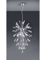 [TRIO308600706] Sospensione Fuochi d'Artificio 7 Luci Minsk Cromo con Gocce Cristallo Trio Lighting