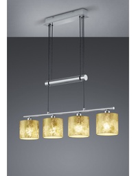 [TRIO305400479] Sospensione Garda Nichel 4 Paralumi Tessuto Oro L77 cm Trio Lighting