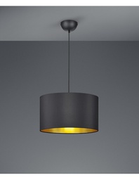 [TRIO308200179] Sospensione Hostel Metallo Nero-Oro H150 cm Ø40 cm Trio Lighting