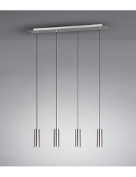 [TRIO312400407] Sospensione Isola 4 Luci Cilindri GU10 Marley Nichel Lighting