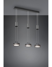 [TRIO326510342] Sospensione Isola Cucina 3 Dischi Led Franklin Antracite Moderno Trio Lighting