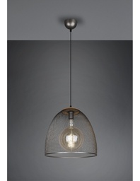 [TRIO309090167] Sospensione Ivar Nichel Antico Diffusore A Parabola Con Rete Ø40 cm Trio Lighting