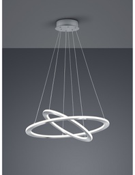 [TRIO321910207] Sospensione Led Dimmerabile 2 Anelli Durban Nichel Ø60 cm Trio Lighting
