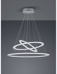 [TRIO321910307] Sospensione Led Dimmerabile 3 Anelli Durban Nichel Ø80 cm Trio Lighting