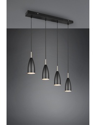 [TRIOR30694032] Sospensione Lineare Isola Farin 4 Luci Nero E Ottone Trio Lighting