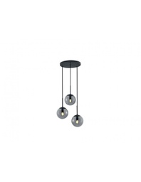 [TRIO308590342] Sospensione Moderna Rotonda 3 Luci Sfere Vetro Fumé Balini Trio Lighting