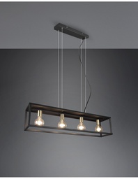 [TRIOR30194032] Sospensione Per Salotto 4 Luci Cornice Metallo Nero Vito Trio Lighting