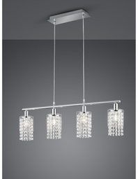 [TRIOR30764006] Sospensione Posh 4xE14 Cromo Vetro L80 cm Trio Lighting