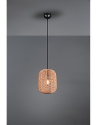 [TRIO303000132] Sospensione Runa Nero E Diffusore Sisal Marrone Ø25 cm Trio Lighting