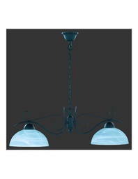 [TRIOR3432-24] Sospensione Rustico Country Ruggine Vetro Alabastro 2xE27 L82 cm Trio Lighting