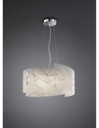 [20009128] Sospensione Sandrina Vetro Graniglia Bianco 3xE27 Ø50 cm Trio Lighting