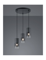 [TRIO310630332] Sospensione Vintage 3 x E27 Robin Metallo Nero Trio Lighting