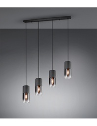 [TRIO310600432] Sospensione Vintage 4 x E27 Robin Metallo Nero Trio Lighting
