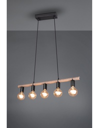 [TRIOR30605032] Sospensione Vintage Bilanciere Einar Nero E Corda Trio Lighting