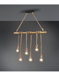 [TRIOR30130626] Sospensione Vintage Wilma Barra Bambù E Corda L100 cm Trio Lighting