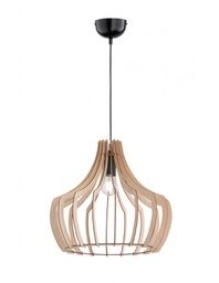 [TRIOR30253830] Sospensione Wood 1xE27 Campana Listelli Legno Naturale Ø44 cm Trio Lighting