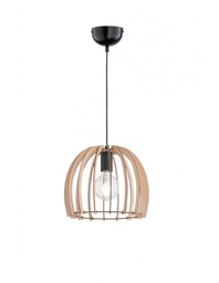 [TRIOR30253030] Sospensione Wood 1xE27 Cupola Listelli Legno Naturale Ø30 cm Trio Lighting