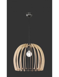 [TRIOR30255030] Sospensione Wood 1xE27 Cupola Listelli Legno Naturale Ø50 cm Trio Lighting
