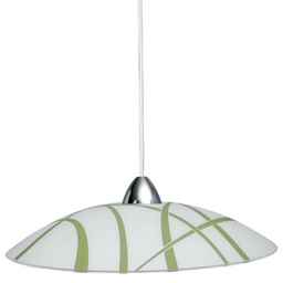[DARIO/S VE] Sospensione in lastra di vetro bianco verde cromo diam.50xh.18 cm