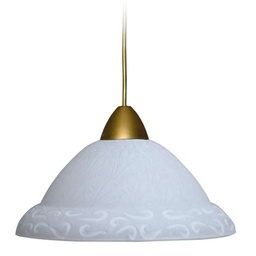 [ASIA/S30 BI] Sospensione in vetro bianco screpolato con montatura oro diam.30xh.20 cm