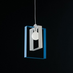 [BL150-1-BAZ] Sospensione moderna lampadario in ferro bianco azzurro 25xh.40 cm