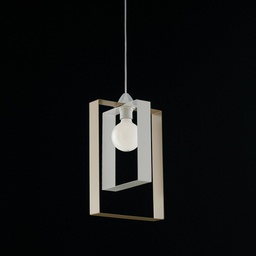 [BL150-1-BT] Sospensione moderna lampadario in ferro bianco tortora 25x h.40 cm