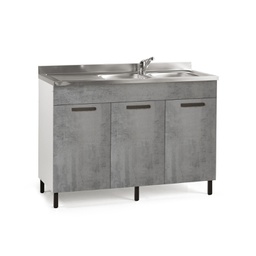 [A17626] Sottolavello da cucina grigio cemento 3 ante reversibile Cm 120x50xH 85