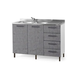 [A17631] Sottolavello da cucina grigio cemento con cassettiera DX Cm 120x50xH 85