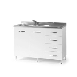 [A10473] Sottolavello per cucina Bianco Frassinato 2 ante c-cassettiera DX Cm 120x50xH 85