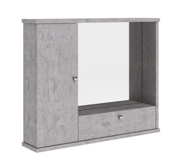 [1993799-A] Specchiera bagno grigio cemento mobile arredo moderno 1 anta con ribalta h.61x73x14 Iperbriko