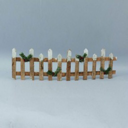 [CEN-85625] Staccionata in legno per presepe Innevata con Bacche e Rametti 98x h30 cm