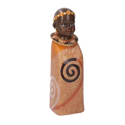 [V8538450000] Statua ceramica bimbo africa arancione cm 8x8h26