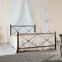 [ALBAPEDI1601D1] Struttura Letto in ferro matrimoniale con pediera Nero ALBA