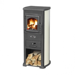[2004740] Stufa a Legna 7 Kw in Acciaio e Ghisa Blist Ekonomik Lux Beige