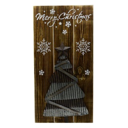 [V6065660000] Targhetta merry christmas legno-metallocm30x60x2,5