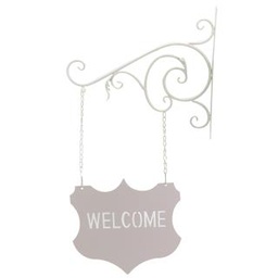 [V0223080000] Targhetta metallo welcome bianco cm39x68x2