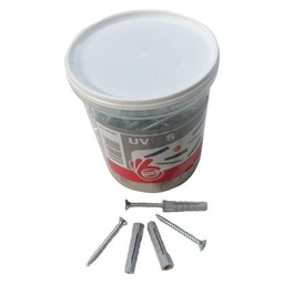 [1927517] Tassello nylon con vite &quot;UV&quot; diametro 8 x 40 mm + vite diametro 5 x 50 mm (140 pezzi) - 1 confezione.