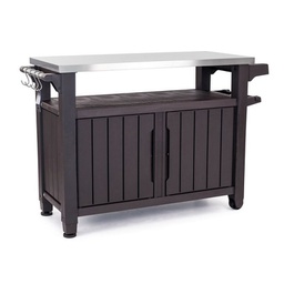 [K244200] Tavolino In Resina  per  barbecue 2 ante colore grafite 123,7x54xh.90h cm